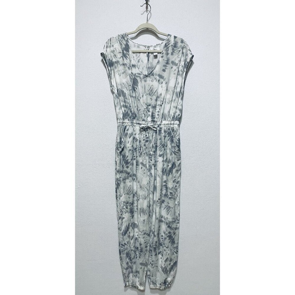 Japna Jumpsuit Womens Large Gray Tie Dye Drawstring Waist Jogger Boho Festival